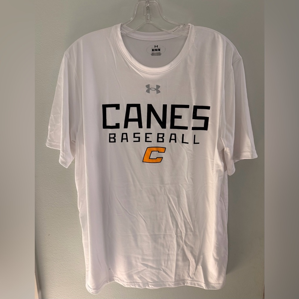 Under Armour White Performance Tee with Black Logo - Adult Medium